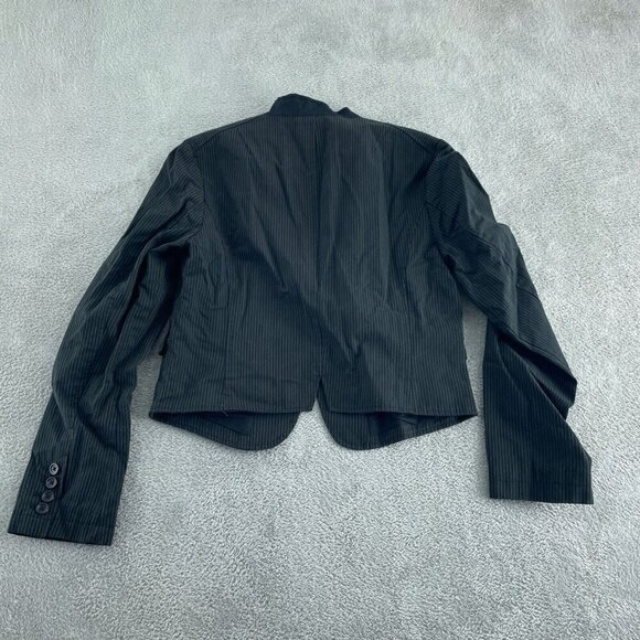 Banana Republic Black Pinstripe Double Breasted Womens 10 Blazer Jacket 3725 - Picture 2 of 8